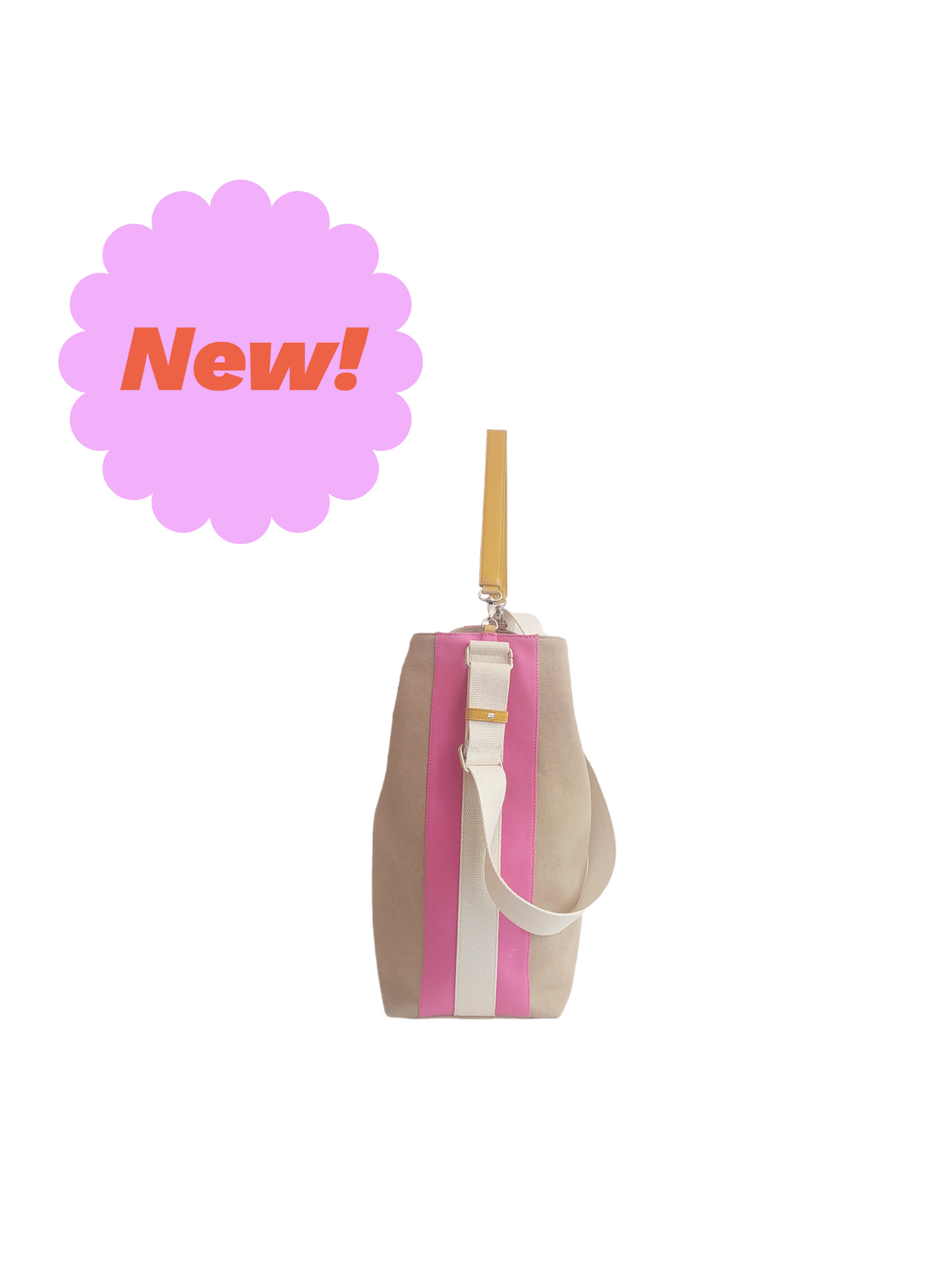 BUCKET BAG - Beige & Fuchsia