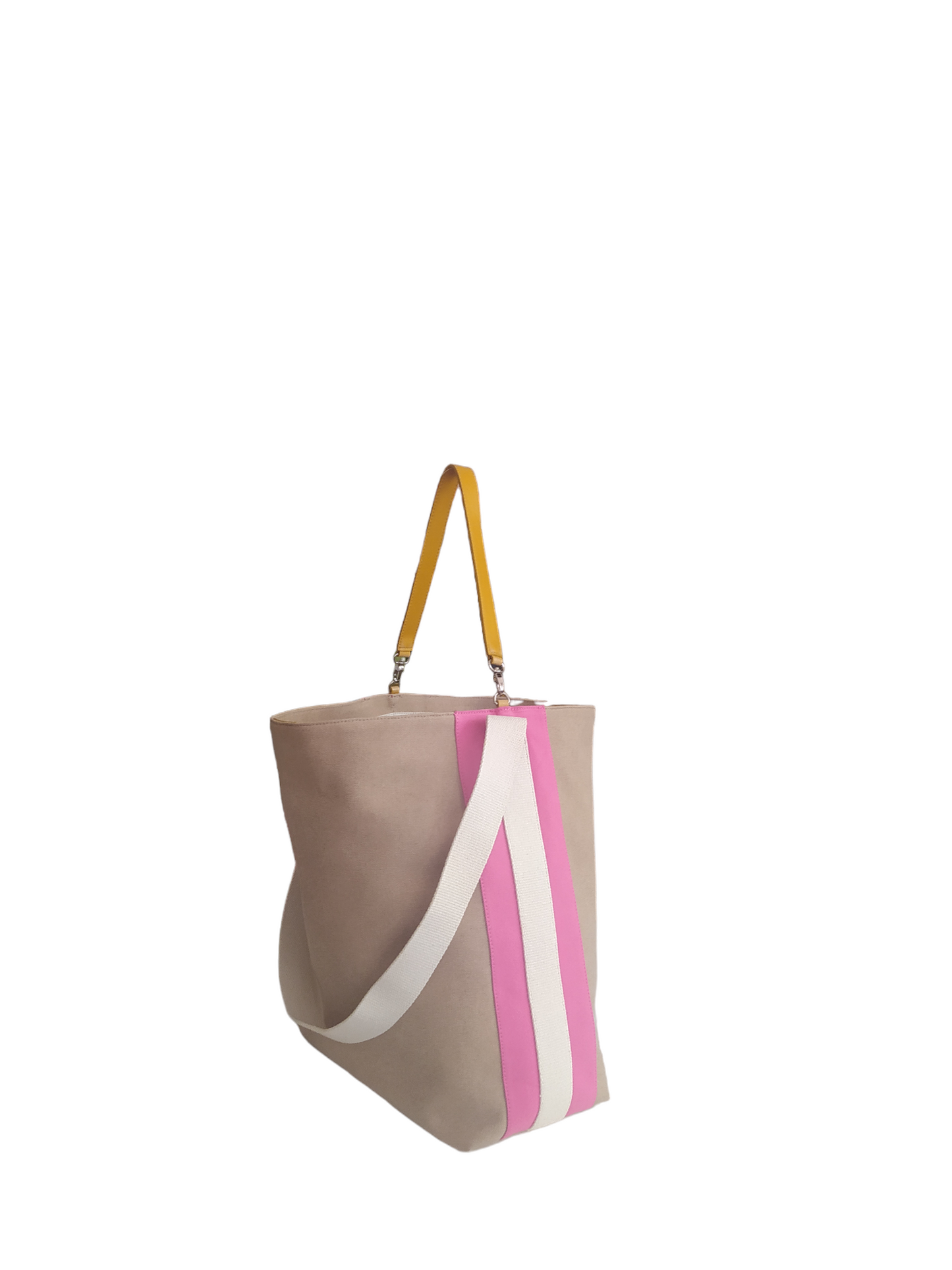 BUCKET BAG - Beige & Fuchsia